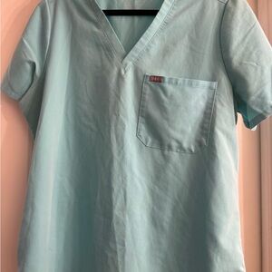 Figs Aqua Blue Technical Scrub Top